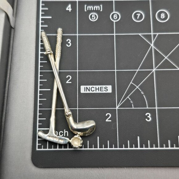 VTG Taxco Sterling Silver Golf Club & Ball Pin Brooch 3.25" TM-80 Mexico 20.65g - Picture 8 of 10